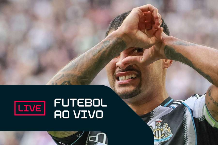 Bruno Guimarães comemora gol marcado contra o Forest