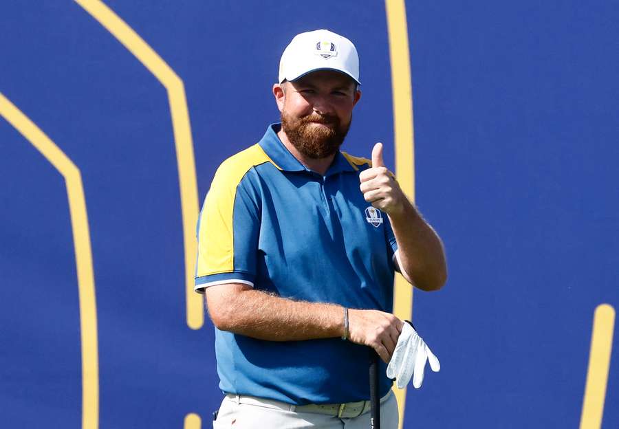 Shane Lowry gestures on the 1st hole during the Singles