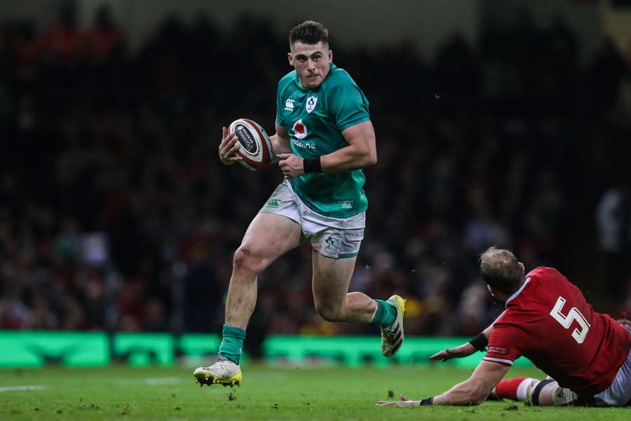 Ireland's scrum-half Dan Sheehan runs past Wales' lock Alun Wyn Jones during the Six Nations international rugby union match between Wales and Ireland Ireland's scrum-half Dan Sheehan runs past Wales' lock Alun Wyn Jones during the Six Nations international rugby union match between Wales and Ireland