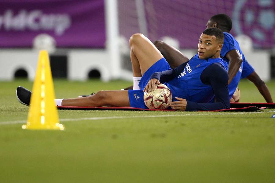 Mbappe in training ahead of the semi-final against Morocco