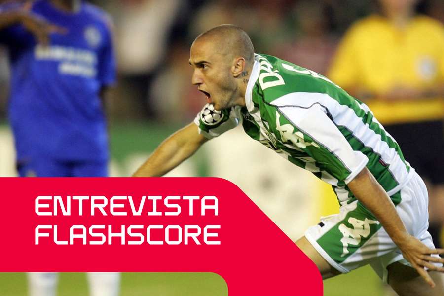 Dani festeja o seu golo pelo Betis contra o Chelsea na Liga dos Campeões de 2005/2006