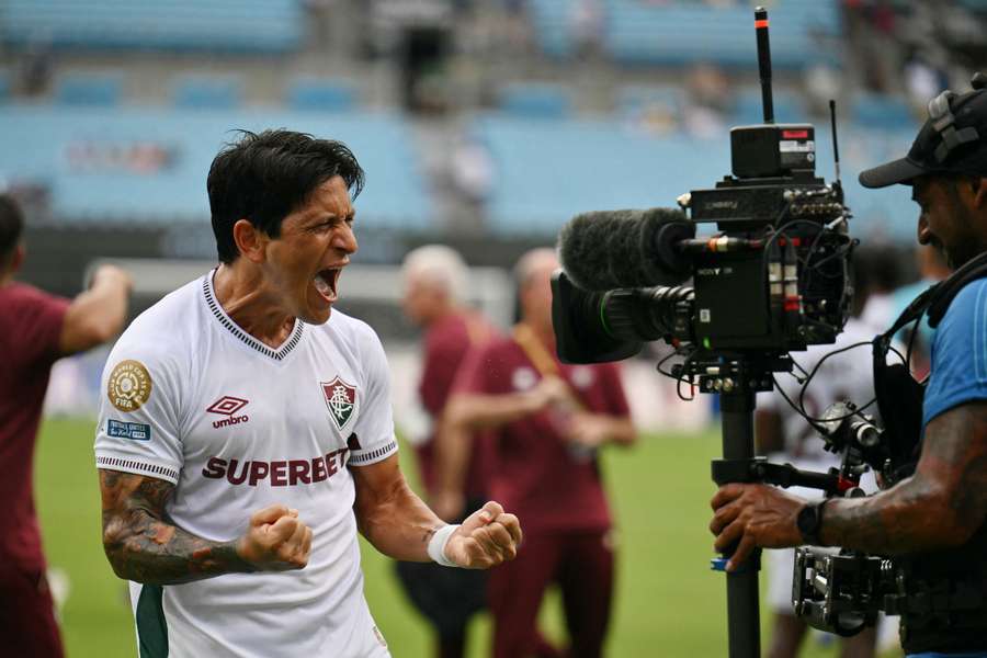 Germán Cano celebra su gol ante el Fluminense