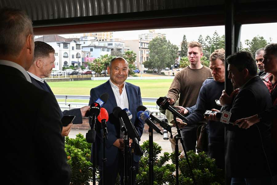 Australia head coach Eddie Jones speaks to media at Coogee Oval in Sydney