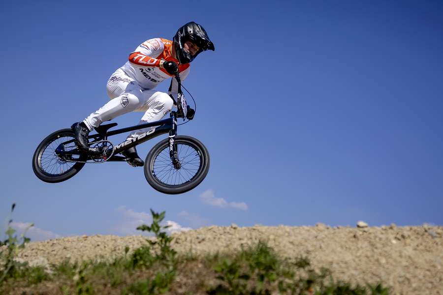 Kimmmann op de BMX tijdens een wedstrijd