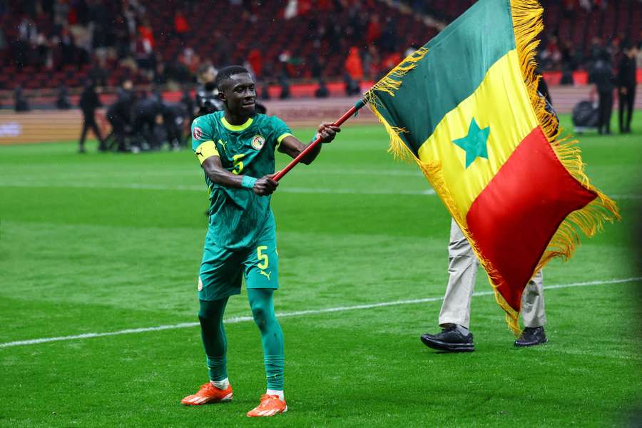 Senegal's Idrissa Gueye celebrates after winning the 2025 Africa Cup of Nations