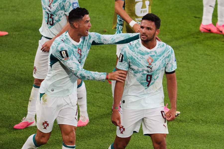 Ronaldo and Goncalo Ramos during the World Cup