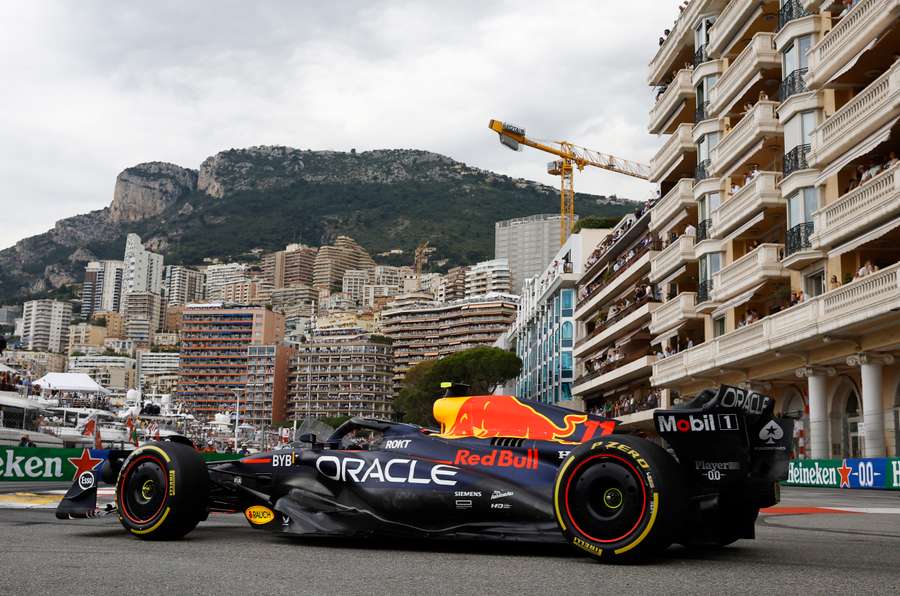 Red Bull's Sergio Perez in action during the race in Monaco