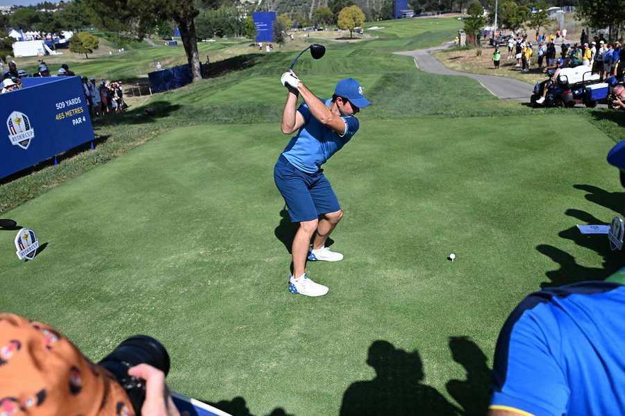 Viktor Hovland tijdens de oefenronde