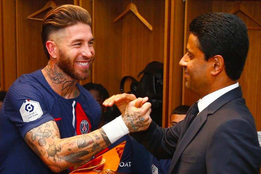 Ramos com o presidente do PSG