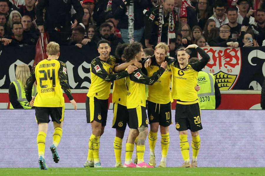 Dortmund celebrate against Stuttgart