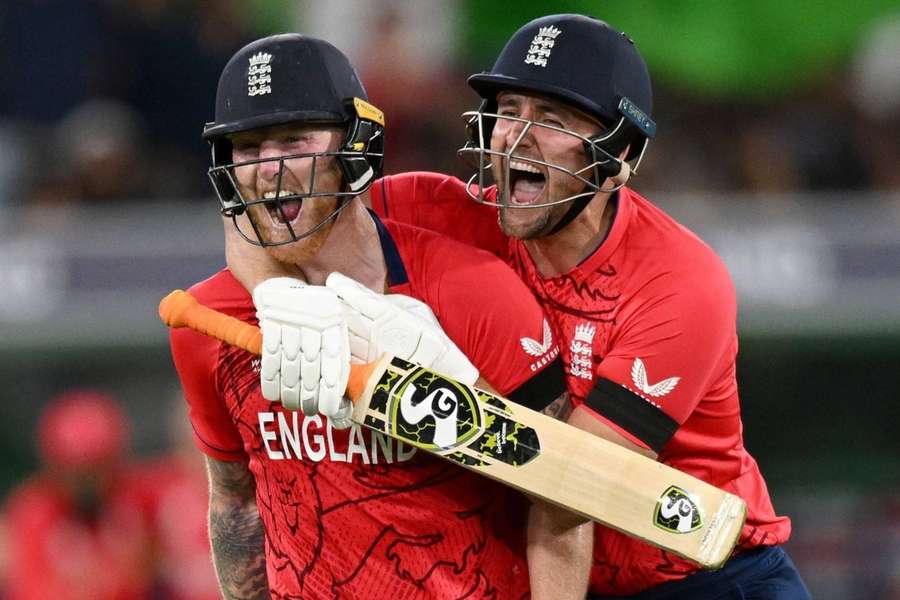 Ben Stokes celebrates with teammate Liam Livingstone after beating Pakistan to win the T20 World Cup earlier this month