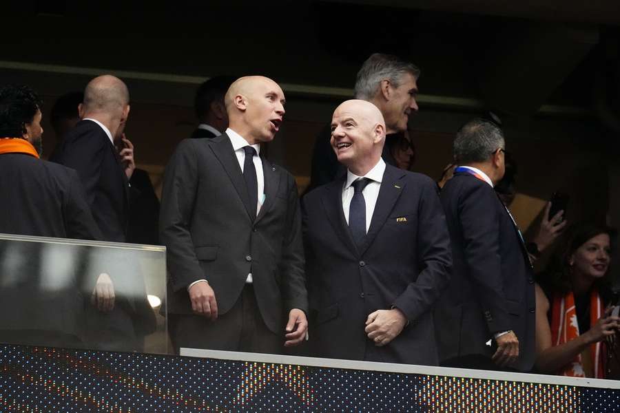Gianni Infantino (right) with SvFF president Simon Astrom at the 2026 World Cup Gianni Infantino (right) with SvFF president Simon Astrom at the 2026 World Cup