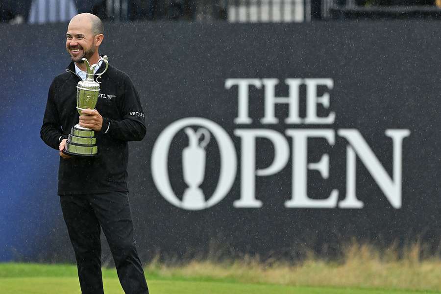 America's Brian Harman celebrates at Royal Liverpool