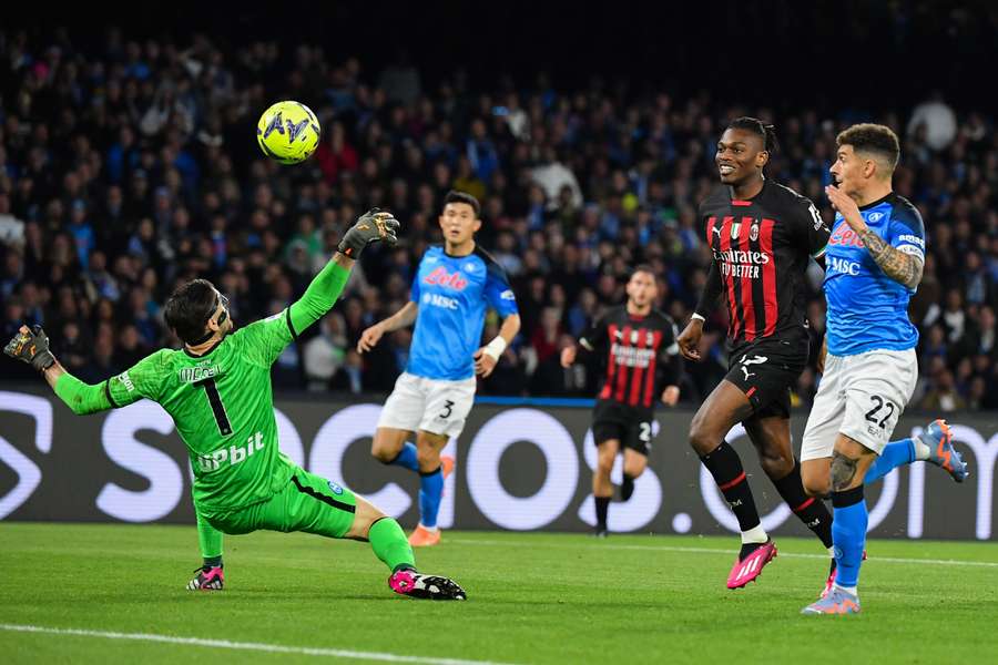 AC Milan's Rafael Leao opens the scoring against Napoli