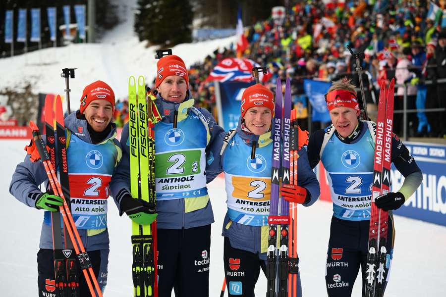 Starkes Ergebnis der deutschen Biathlon-Staffel in Antholz: Rang drei hieß es am Ende.