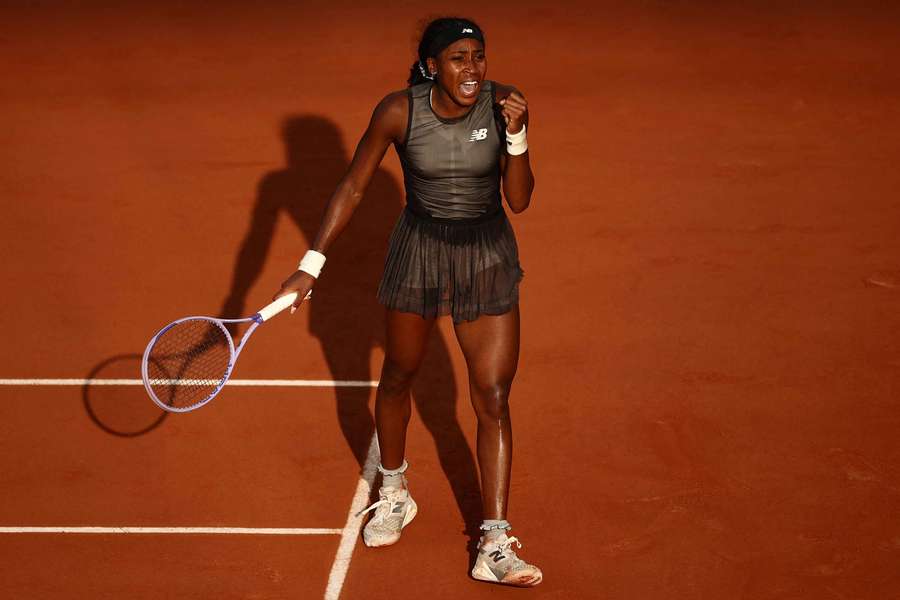 Coco Gauff celebrates