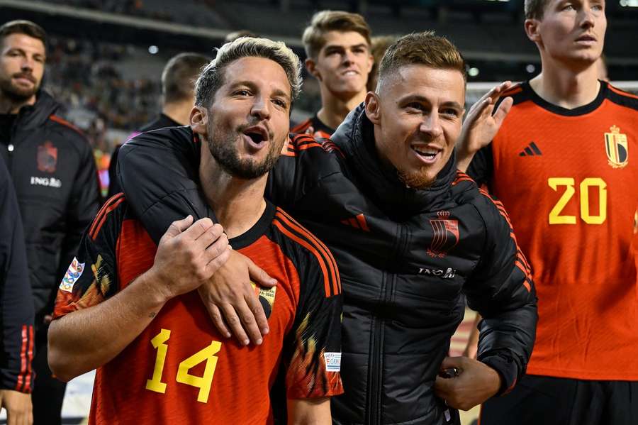 Dries Mertens (til venstre) og Thorgan Hazard (til højre) er med til VM for henholdsvis tredje og anden gang i karrieren.