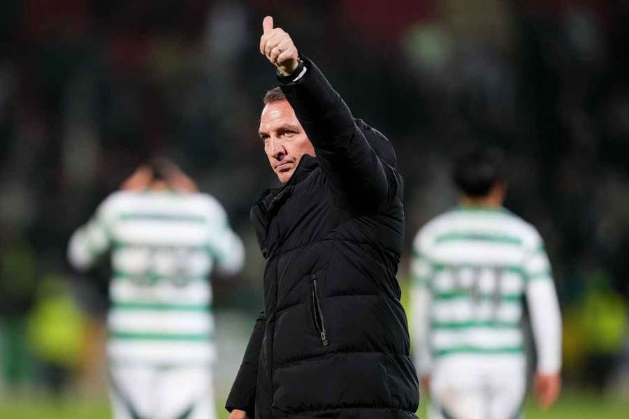 Rodgers comemora após o Celtic marcar seis golos ao St. Johnstone