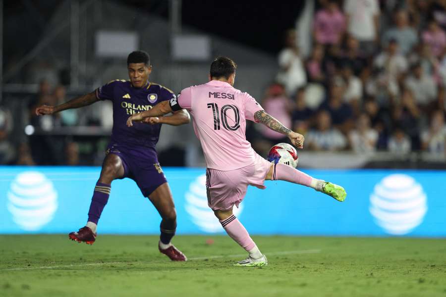 Lionel Messi volleys his side into the lead against Orlando