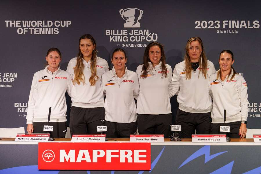 Las jugadoras de la selección española femenina de tenis