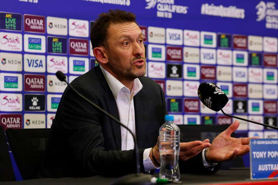 Australia head coach Tony Popovic addresses the media after Australia's 1-0 World Cup qualification win over Japan.