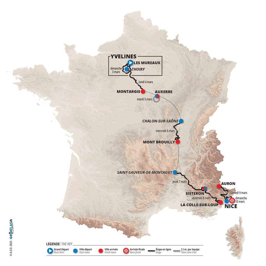 Parcours Parijs-Nice 2024