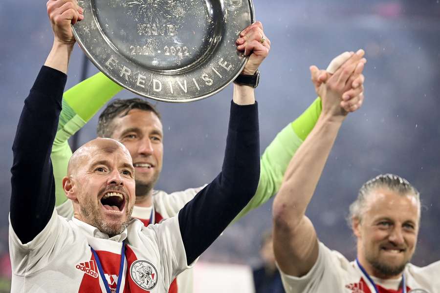 Erik ten Hag tijdens de kampioenschapsviering in 2022