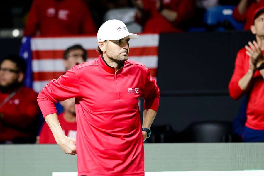 Tréner Mardy Fish počas zápasu Davisovho pohára medzi USA a Talianskom.