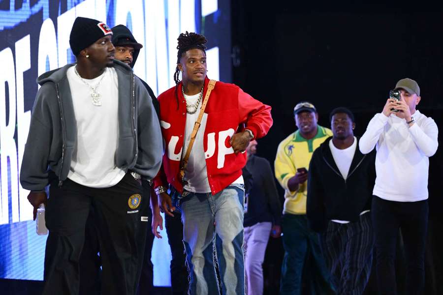 San Francisco 49ers players got the special treatment during an AFL finals match at the MCG> San Francisco 49ers players got the special treatment during an AFL finals match at the MCG>