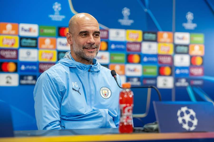 Guardiola, en una rueda de prensa de Champions Guardiola, en una rueda de prensa de Champions
