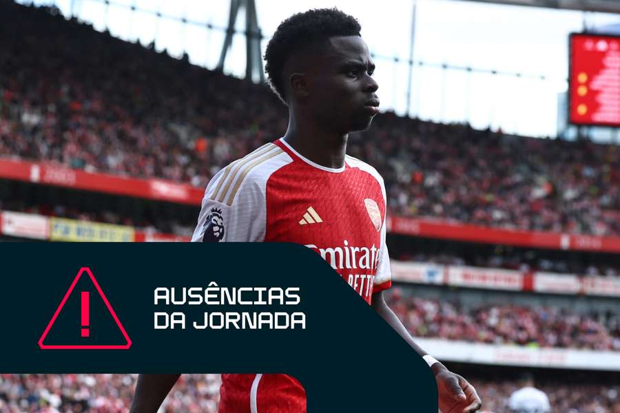 Bukayo Saka saiu lesionado do jogo do Arsenal contra o Tottenham no passado domingo