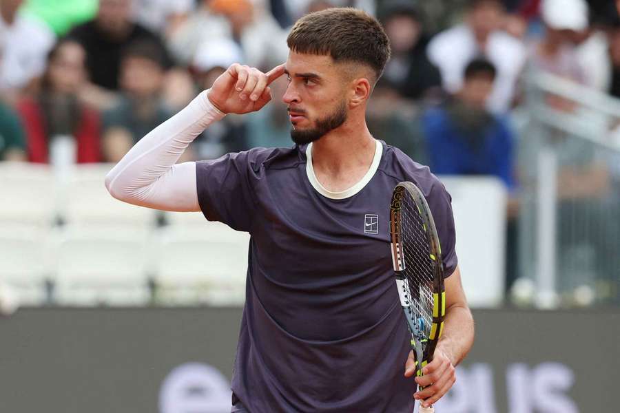 Dino Prizmic celebrates after beating Ugo Humbert in Rome Dino Prizmic celebrates after beating Ugo Humbert in Rome