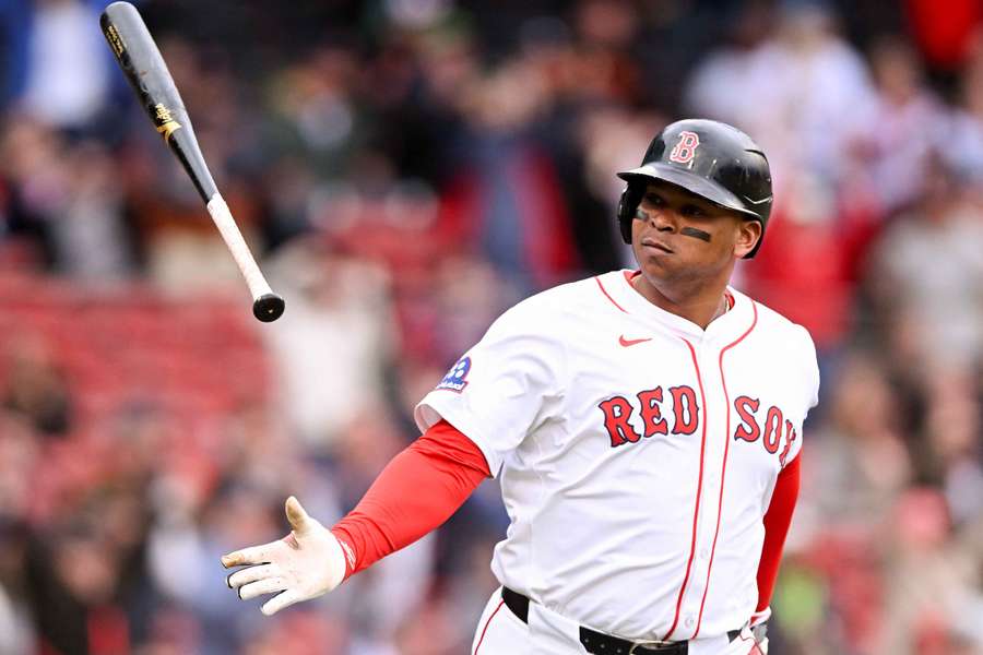 Rafael Devers flips his bat after hitting a home run against the Baltimore Orioles (May 23, 2025)
