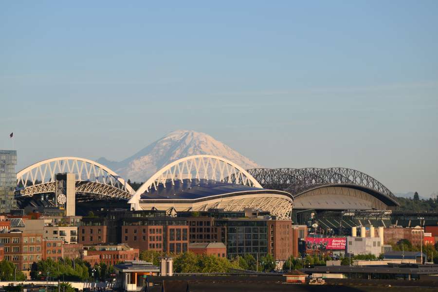 Seattle Stadium overshadowed by Mount Rainier, otherwise known as 'The Mountain' Seattle Stadium overshadowed by Mount Rainier, otherwise known as 'The Mountain'