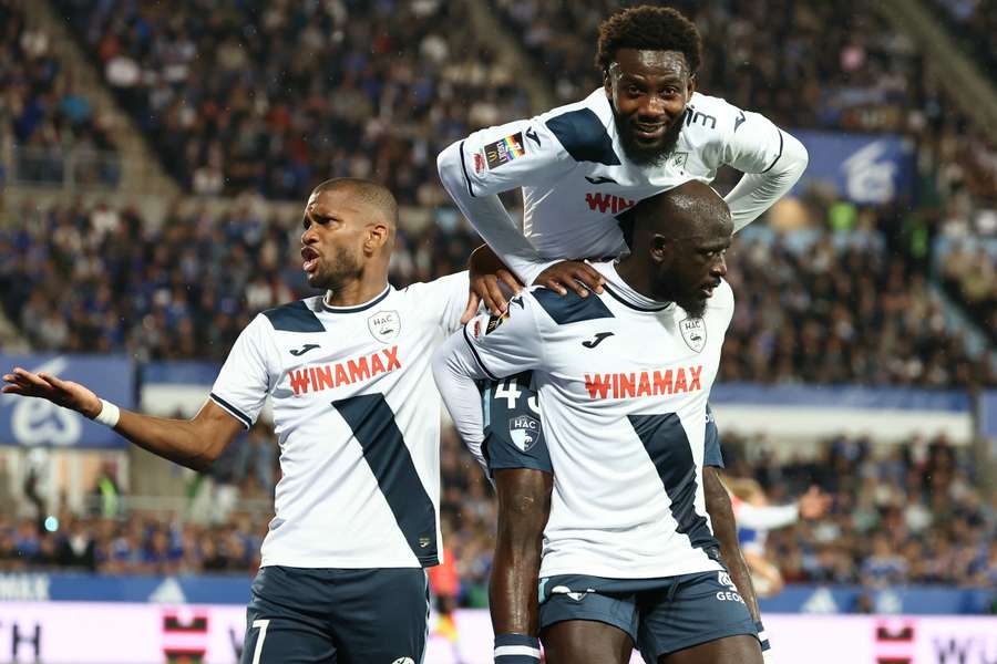 Le Havre celebrate Toure's goal