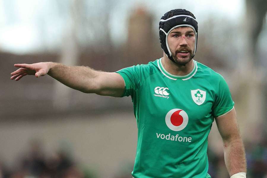 Caelan Doris looks on during Ireland's Six Nations match against Italy earlier this year