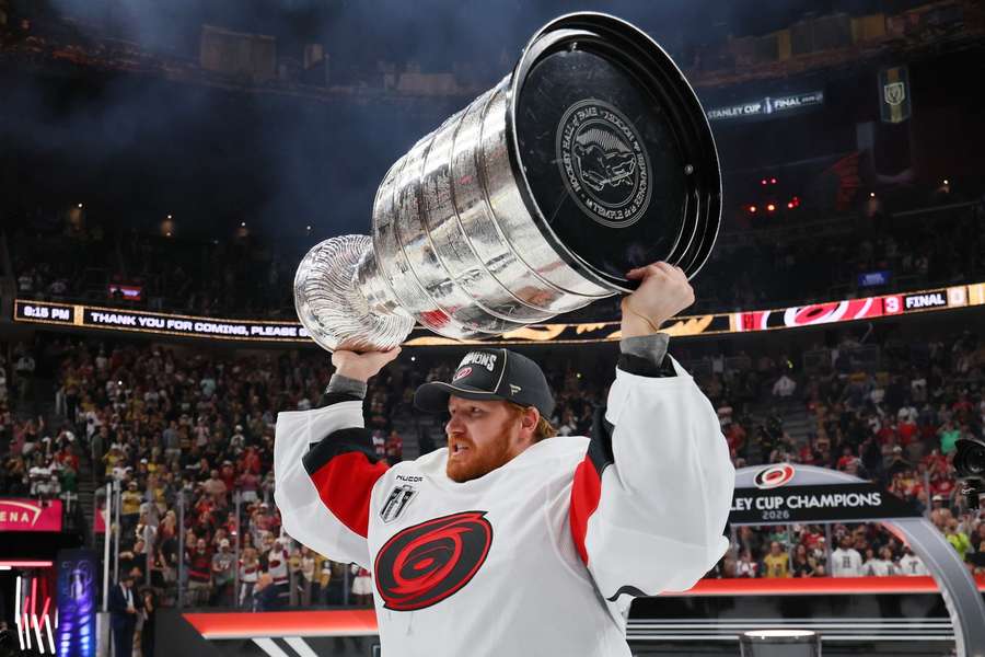 Hurricanes Frederik Andersen lifts the Stanley Cup Hurricanes Frederik Andersen lifts the Stanley Cup