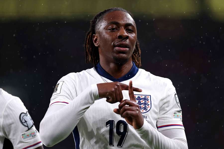 Eze celebrates his goal for England Eze celebrates his goal for England