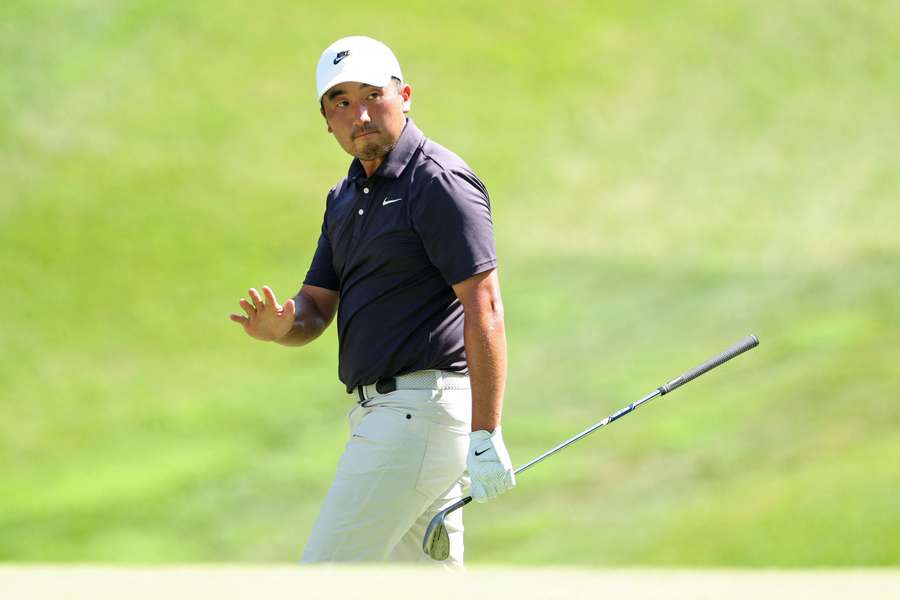Doug Ghim reacts during the second round of the John Deere Classic