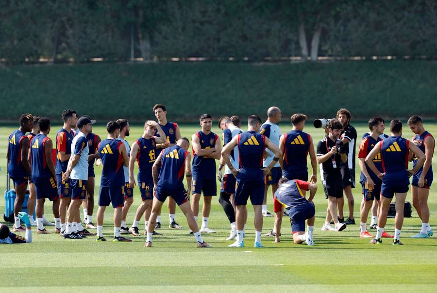 The Spain squad training in Qatar