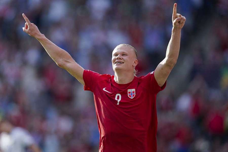 Norway forward Erling Haaland celebrates