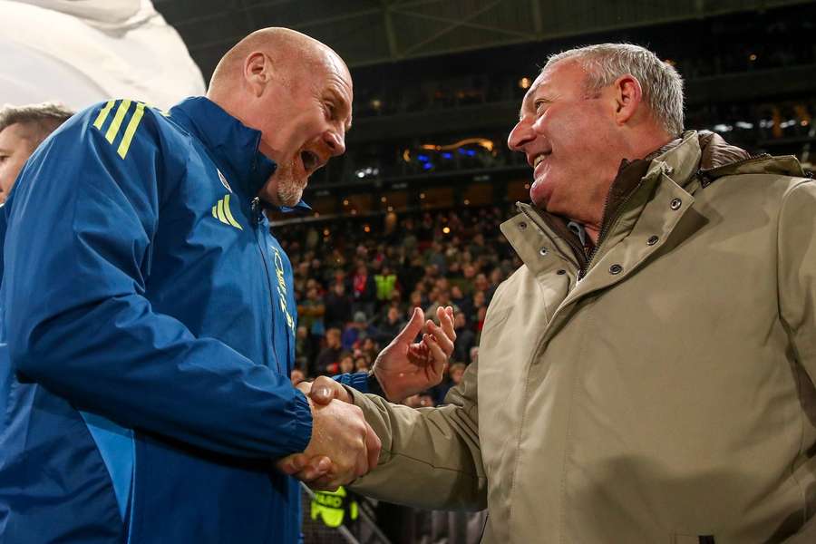 Sean Dyche (L) and Ron Jans meet before the UEFA Europa League game between Nottingham Forest and FC Utrecht Sean Dyche (L) and Ron Jans meet before the UEFA Europa League game between Nottingham Forest and FC Utrecht