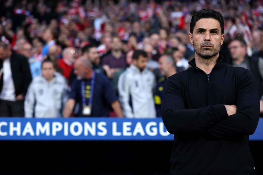 Arsenal coach Mikel Arteta during his side's match in the Champions League semi-finals.