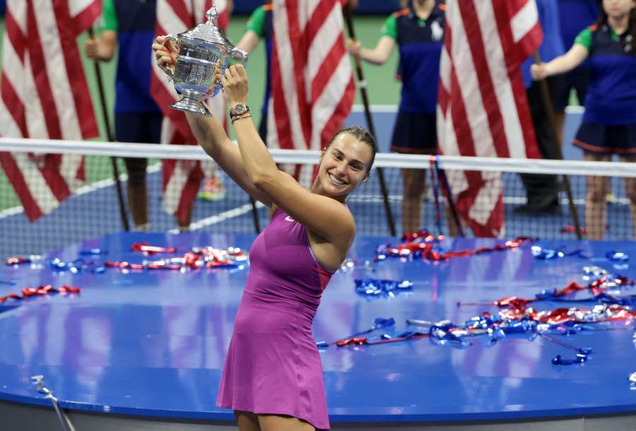 Sabalenka, celebrando su triunfo en el US Open de 2024