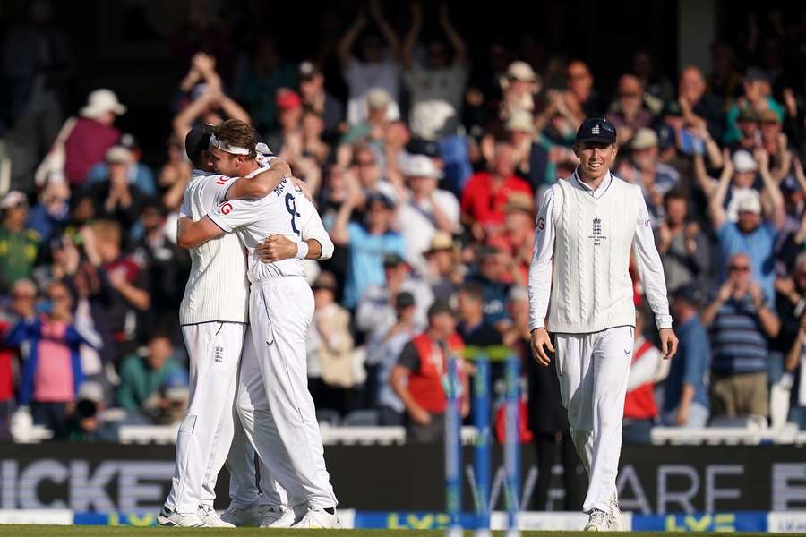 England celebrate taking a wicket