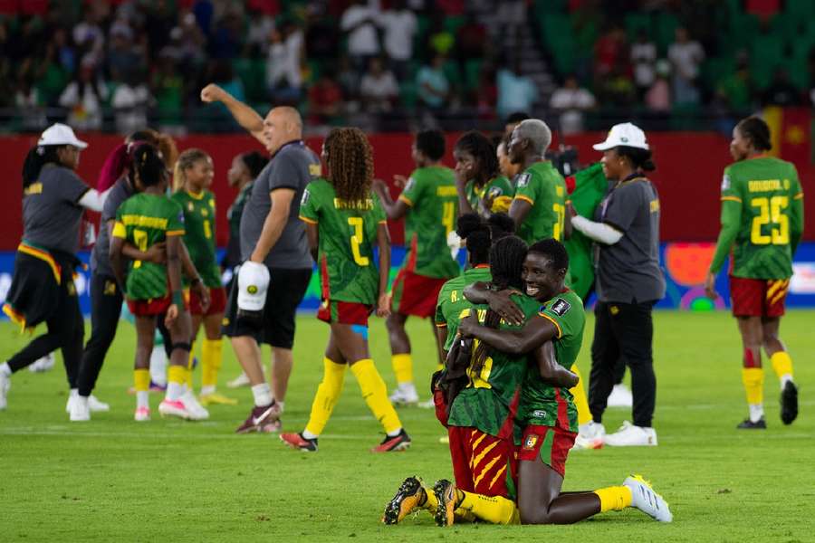 Cameroon players celebrate WAFCON title
