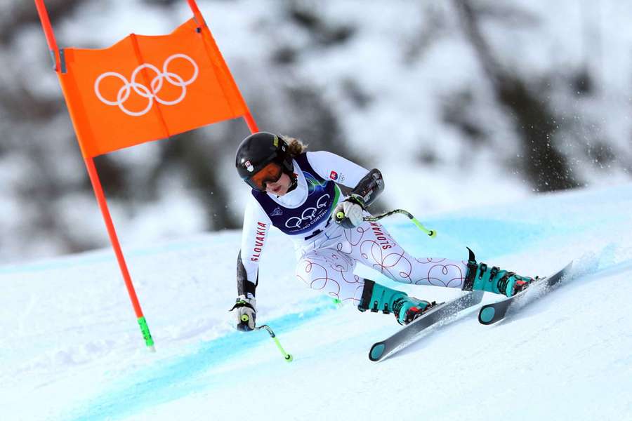 Jančová počas olympijského super-G. 