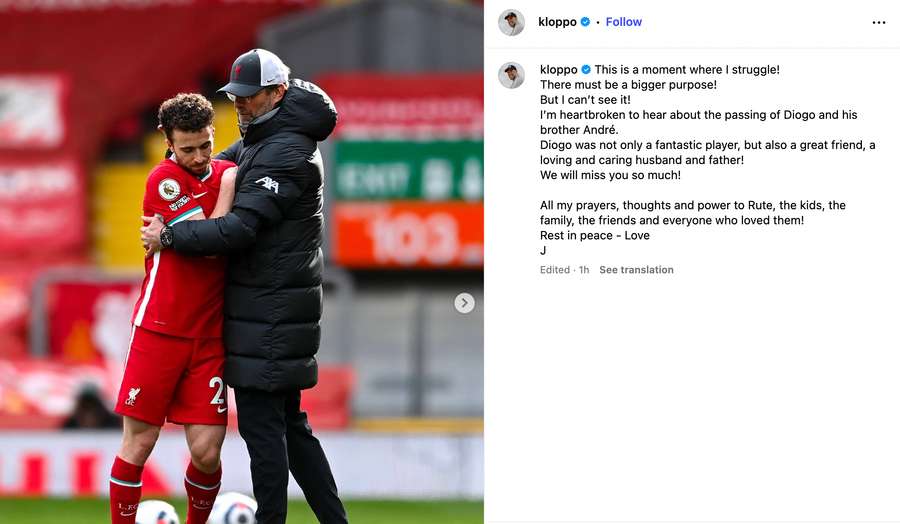 Mensaje de Klopp en IG Mensaje de Klopp en IG