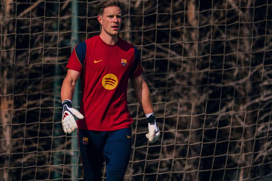Ter Stegen, en su último entrenamiento con el Barcelona