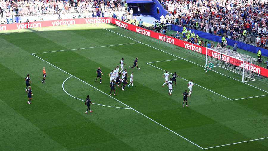 Malik Tilman's free-kick wrong-foots Thibaut Courtois before heading in Malik Tilman's free-kick wrong-foots Thibaut Courtois before heading in
